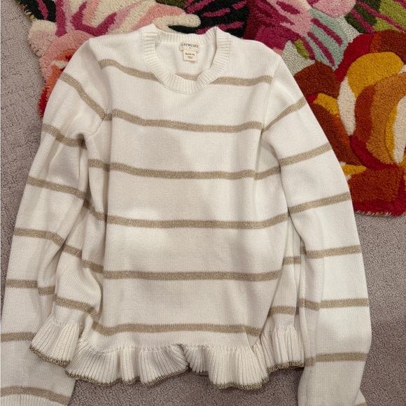 J. Crew White and Gold Striped Sweater - Picture 1 of 2